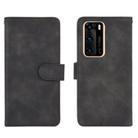 For Huawei P40 Solid Color Skin Feel Magnetic Buckle Horizontal Flip Calf Texture PU Leather Case with Holder & Card Slots & Wallet(Black) - 2