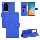 For Huawei P40 Solid Color Skin Feel Magnetic Buckle Horizontal Flip Calf Texture PU Leather Case with Holder & Card Slots & Wallet(Blue) - 1