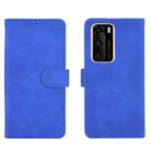 For Huawei P40 Solid Color Skin Feel Magnetic Buckle Horizontal Flip Calf Texture PU Leather Case with Holder & Card Slots & Wallet(Blue) - 2