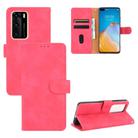 For Huawei P40 Solid Color Skin Feel Magnetic Buckle Horizontal Flip Calf Texture PU Leather Case with Holder & Card Slots & Wallet(Rose Red) - 1