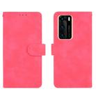For Huawei P40 Solid Color Skin Feel Magnetic Buckle Horizontal Flip Calf Texture PU Leather Case with Holder & Card Slots & Wallet(Rose Red) - 2