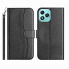 For Honor 400 Lite Global Dual-Folded S-shape Leather Phone Case(Black) - 1
