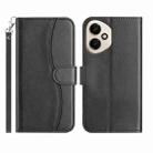 For Honor 400 Global Dual-Folded S-shape Leather Phone Case(Black) - 1