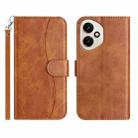 For Honor 400 Global Dual-Folded S-shape Leather Phone Case(Brown) - 1