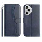 For Honor 400 Pro Global Dual-Folded S-shape Leather Phone Case(Navy Blue) - 1
