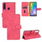 For Huawei Y6p Solid Color Skin Feel Magnetic Buckle Horizontal Flip Calf Texture PU Leather Case with Holder & Card Slots & Wallet(Rose Red) - 1