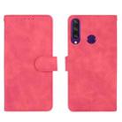 For Huawei Y6p Solid Color Skin Feel Magnetic Buckle Horizontal Flip Calf Texture PU Leather Case with Holder & Card Slots & Wallet(Rose Red) - 1