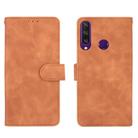 For Huawei Y6p Solid Color Skin Feel Magnetic Buckle Horizontal Flip Calf Texture PU Leather Case with Holder & Card Slots & Wallet(Brown) - 2