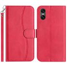 For Sony Xperia 10 VI 2024 Dual-Folded S-shape Leather Phone Case(Rose Red) - 1