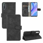 For Huawei Y8p / Enjoy 10s Solid Color Skin Feel Magnetic Buckle Horizontal Flip Calf Texture PU Leather Case with Holder & Card Slots & Wallet(Black) - 1