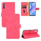 For Huawei Y8p / Enjoy 10s Solid Color Skin Feel Magnetic Buckle Horizontal Flip Calf Texture PU Leather Case with Holder & Card Slots & Wallet(Rose Red) - 1