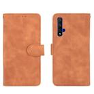 For Huawei Honor 20 / nova 5T Solid Color Skin Feel Magnetic Buckle Horizontal Flip Calf Texture PU Leather Case with Holder & Card Slots & Wallet(Brown) - 2