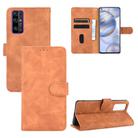 For Huawei Honor 30 Solid Color Skin Feel Magnetic Buckle Horizontal Flip Calf Texture PU Leather Case with Holder & Card Slots & Wallet(Brown) - 1