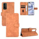 For Huawei Honor 30 Pro Solid Color Skin Feel Magnetic Buckle Horizontal Flip Calf Texture PU Leather Case with Holder & Card Slots & Wallet(Brown) - 1