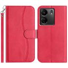 For Redmi 13C 4G Dual-Folded S-shape Leather Phone Case(Rose Red) - 1
