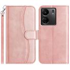 For Redmi 13C 4G Dual-Folded S-shape Leather Phone Case(Rose Gold) - 1