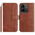 For Redmi 13C 4G Dual-Folded S-shape Leather Phone Case(Coffee) - 1