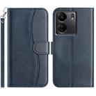 For Redmi 13C 4G Dual-Folded S-shape Leather Phone Case(Navy Blue) - 1