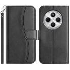 For Redmi 14C 4G Dual-Folded S-shape Leather Phone Case(Black) - 1