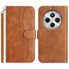 For Redmi 14C 4G Dual-Folded S-shape Leather Phone Case(Brown) - 1
