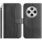 For Redmi 14R 5G Dual-Folded S-shape Leather Phone Case(Black) - 1