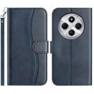 For Redmi 14R 5G Dual-Folded S-shape Leather Phone Case(Navy Blue) - 1