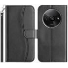 For Redmi A3 / Poco C61 Dual-Folded S-shape Leather Phone Case(Black) - 1