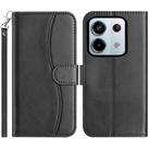 For Redmi Note 13 Pro 5G Dual-Folded S-shape Leather Phone Case(Black) - 1