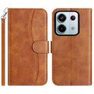 For Redmi Note 13 Pro 5G Dual-Folded S-shape Leather Phone Case(Brown) - 1