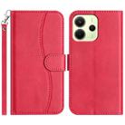 For Redmi Note 14 4G 163.25mm Dual-Folded S-shape Leather Phone Case(Rose Red) - 1