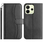 For Redmi Note 14 4G 163.25mm Dual-Folded S-shape Leather Phone Case(Black) - 1