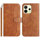 For Redmi Note 14 4G 163.25mm Dual-Folded S-shape Leather Phone Case(Brown) - 1