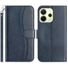 For Redmi Note 14 4G 163.25mm Dual-Folded S-shape Leather Phone Case(Navy Blue) - 1