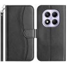 For Redmi Note 14 Pro 4G Dual-Folded S-shape Leather Phone Case(Black) - 1