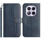 For Redmi Note 14 Pro 4G Dual-Folded S-shape Leather Phone Case(Navy Blue) - 1