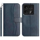 For Xiaomi 14T Dual-Folded S-shape Leather Phone Case(Navy Blue) - 1