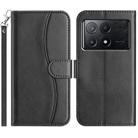 For Xiaomi Poco F6 Pro 5G Dual-Folded S-shape Leather Phone Case(Black) - 1