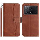 For Xiaomi Poco F6 Pro 5G Dual-Folded S-shape Leather Phone Case(Coffee) - 1