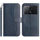 For Xiaomi Poco F6 Pro 5G Dual-Folded S-shape Leather Phone Case(Navy Blue) - 1