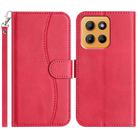 For Motorola Moto G15 Dual-Folded S-shape Leather Phone Case(Rose Red) - 1
