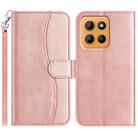 For Motorola Moto G15 Dual-Folded S-shape Leather Phone Case(Rose Gold) - 1
