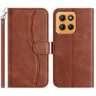For Motorola Moto G15 Dual-Folded S-shape Leather Phone Case(Coffee) - 1