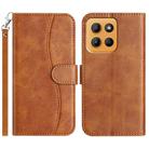 For Motorola Moto G15 Dual-Folded S-shape Leather Phone Case(Brown) - 1