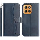 For Motorola Moto G15 Dual-Folded S-shape Leather Phone Case(Navy Blue) - 1
