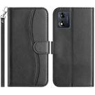 For Motorola Moto E13 Dual-Folded S-shape Leather Phone Case(Black) - 1