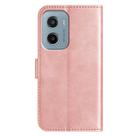 For Motorola Moto E15 Dual-Folded S-shape Leather Phone Case(Rose Gold) - 3