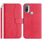 For Motorola Moto E20 / E30 / E40 Dual-Folded S-shape Leather Phone Case(Rose Red) - 1