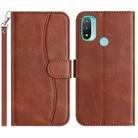 For Motorola Moto E20 / E30 / E40 Dual-Folded S-shape Leather Phone Case(Coffee) - 1