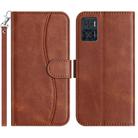 For Motorola Moto E22 Dual-Folded S-shape Leather Phone Case(Coffee) - 1