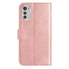 For Motorola Moto E32 Dual-Folded S-shape Leather Phone Case(Rose Gold) - 3